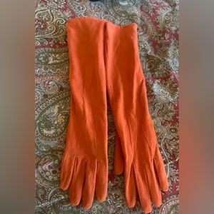 Orange suede S/M long gloves NWT